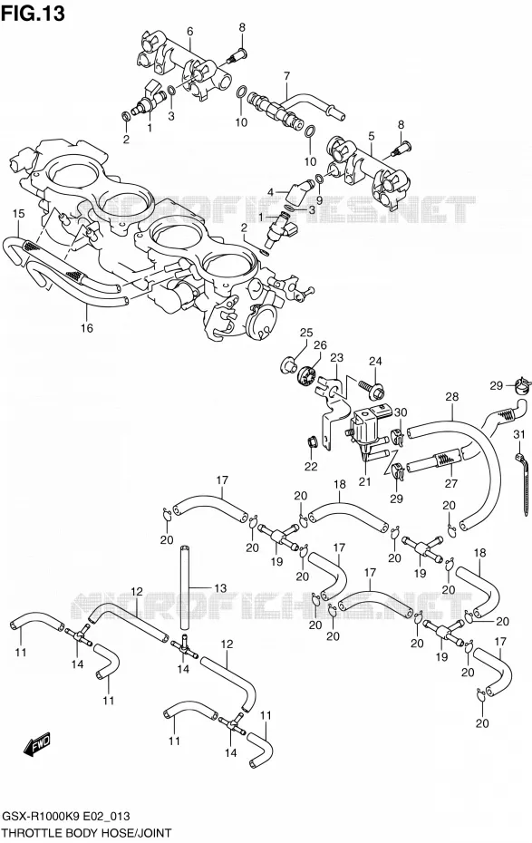 SYSTÈME D'INJECTION Suzuki MOTO 1000 GSX-R 2010  GSX-R1000 L0 (E02,E14,E19,E24,E51,P37)