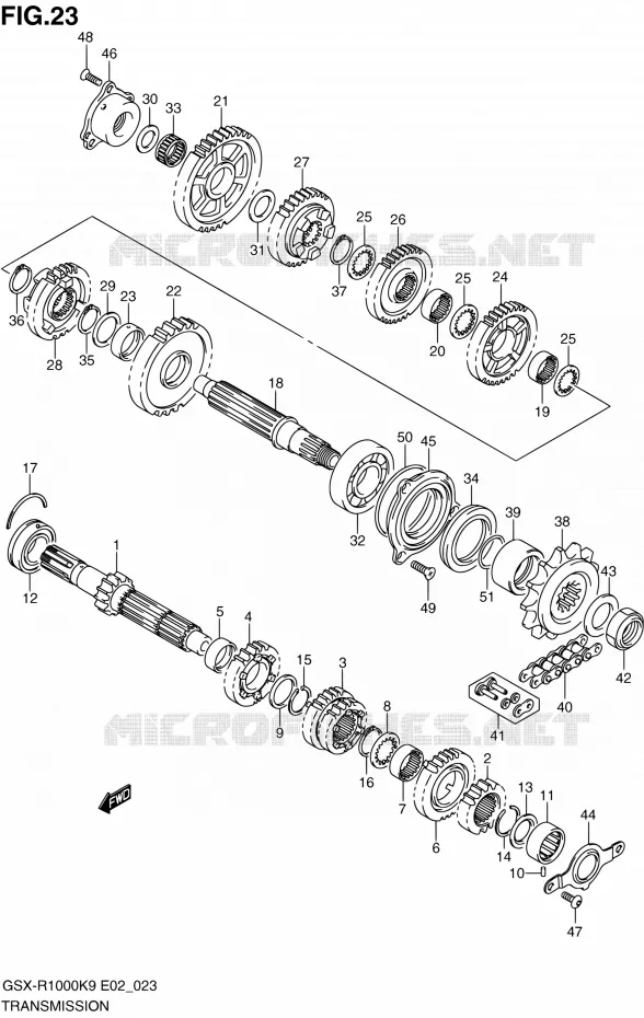 TRANSMISSION Suzuki MOTO 1000 GSX-R 2010  GSX-R1000 L0 (E02,E14,E19,E24,E51,P37)