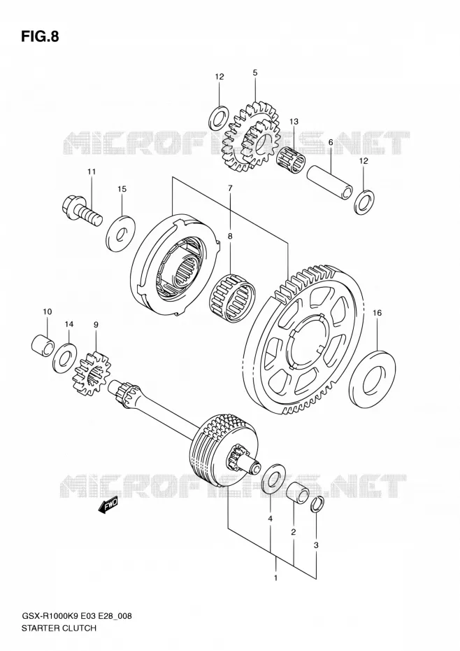 ROUE LIBRE DE DEMARREUR Suzuki MOTO 1000 GSX-R 2010  GSX-R1000 L0/GSX-R1000Z L0 (E03,E28,E33)