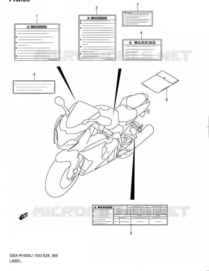 ETIQUETTE (GSX-R1000L1 E33) Suzuki MOTO 1000 GSX-R 2011  GSX-R1000 L1 (E03,E28,E33)