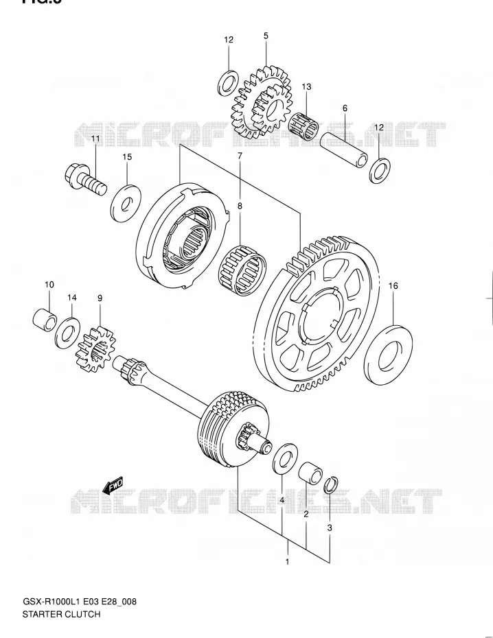 ROUE LIBRE DE DEMARREUR Suzuki MOTO 1000 GSX-R 2011  GSX-R1000 L1 (E03,E28,E33)