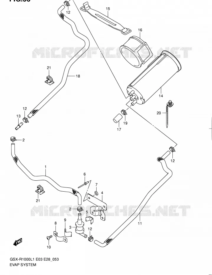 SYSTÈME DE RECYCLAGE VAPEURS CARBURANT (GSX-R1000L1 E33) Suzuki MOTO 1000 GSX-R 2011  GSX-R1000 L1 (E03,E28,E33)