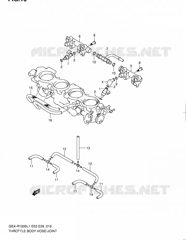 SYSTÈME D'INJECTION (GSX-R1000L1 E03) Suzuki MOTO 1000 GSX-R 2011  GSX-R1000 L1 (E03,E28,E33)