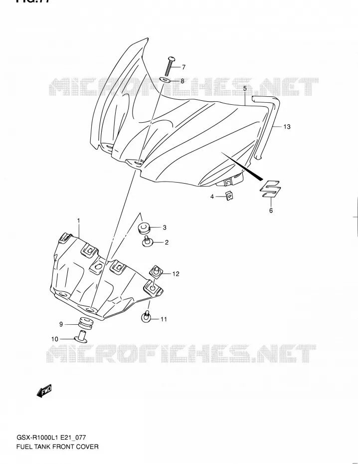 COUVRE RESERVOIR Suzuki MOTO 1000 GSX-R 2011  GSX-R1000L1(E14)