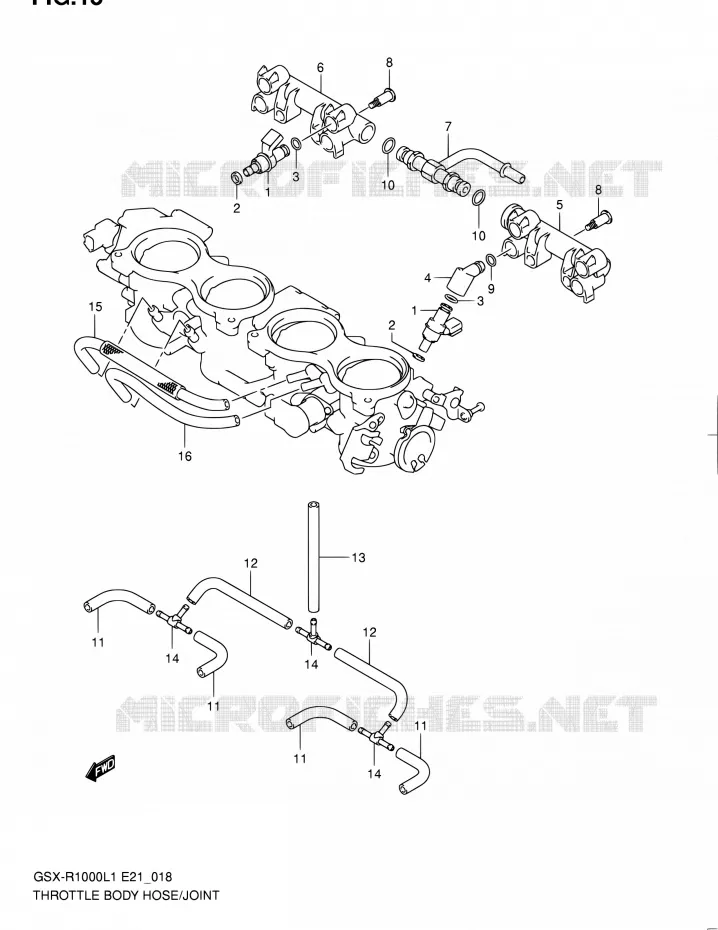SYSTÈME D'INJECTION (GSX-R1000L1 E21) Suzuki MOTO 1000 GSX-R 2011  GSX-R1000L1(E14)