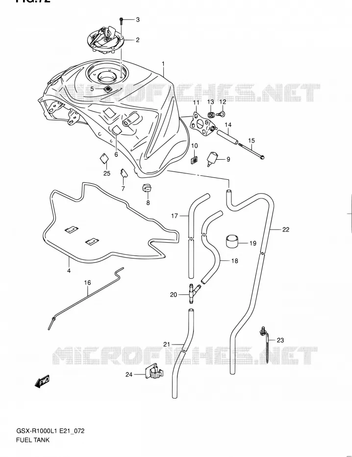 RESERVOIR D'ESSENCE (GSX-R1000L1 E21) Suzuki MOTO 1000 GSX-R 2011  GSX-R1000L1(E24)