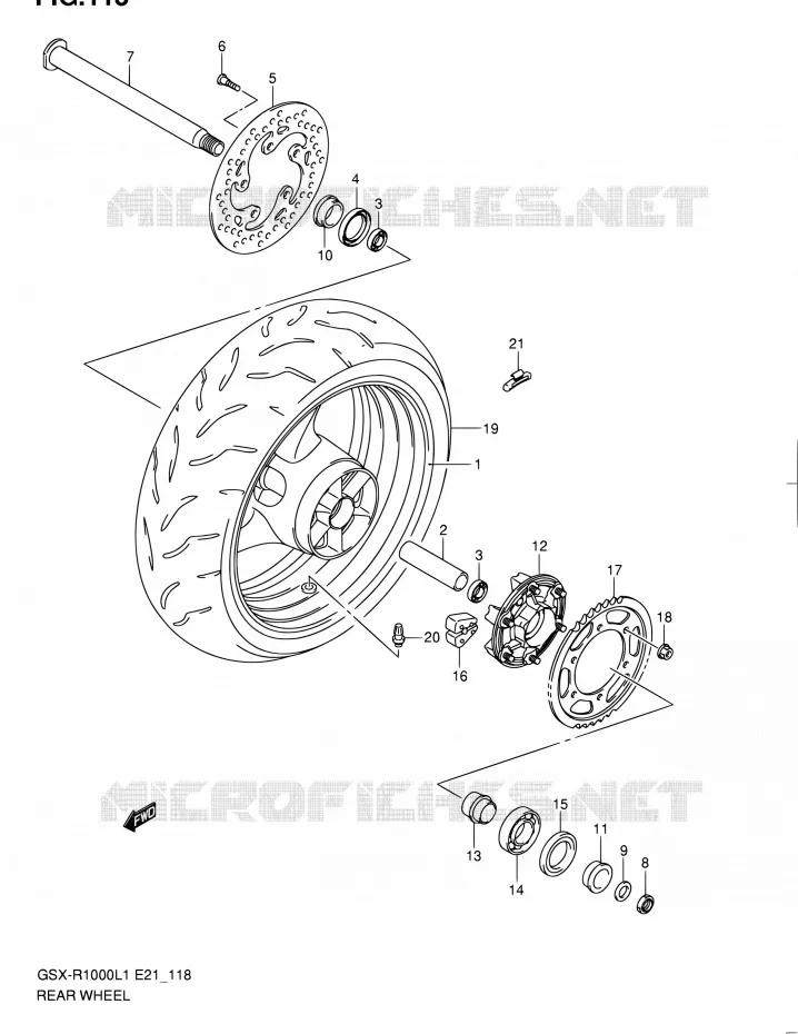 ROUE ARRIERE Suzuki MOTO 1000 GSX-R 2011  GSX-R1000L1(E24)