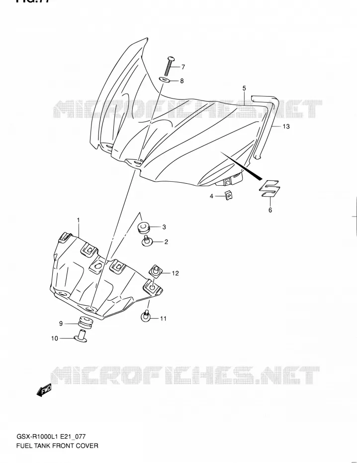 COUVRE RESERVOIR Suzuki MOTO 1000 GSX-R 2011  GSX-R1000L1(E51)