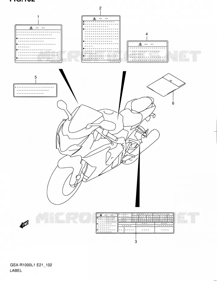ETIQUETTE (GSX-R1000L1 E51) Suzuki MOTO 1000 GSX-R 2011  GSX-R1000L1(E51)