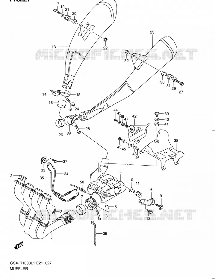 SILENCIEUX (GSX-R1000UFL1 E21) Suzuki MOTO 1000 GSX-R 2011  GSX-R1000L1(E51)