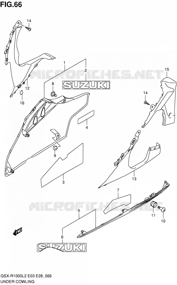CARENAGES INFERIEUR (FLANCS) Suzuki MOTO 1000 GSX-R 2012  GSX-R1000 L2 (E03,E28,E33)