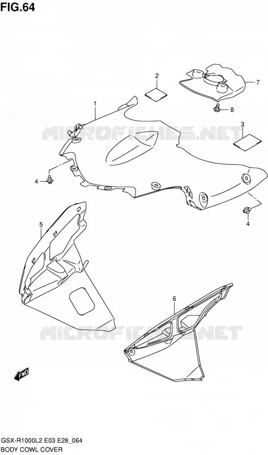 CARENAGES INTERIEURS Suzuki MOTO 1000 GSX-R 2012  GSX-R1000 L2 (E03,E28,E33)