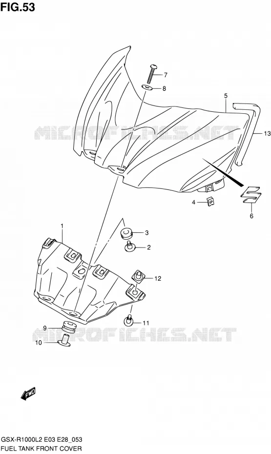 COUVRE RESERVOIR Suzuki MOTO 1000 GSX-R 2012  GSX-R1000 L2 (E03,E28,E33)