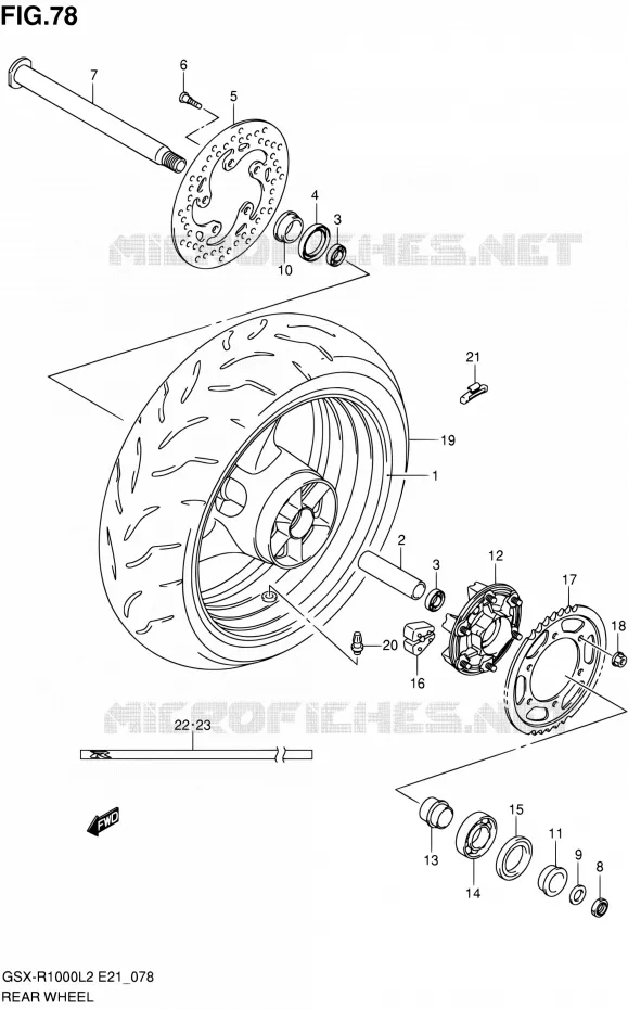ROUE ARRIERE Suzuki MOTO 1000 GSX-R 2012  GSX-R1000L2(E24)
