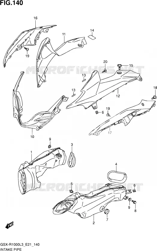 CONDUIT D'ADMISSION (GSX-R1000L3 E21) Suzuki MOTO 1000 GSX-R 2013  GSX-R1000 L3 (E21)