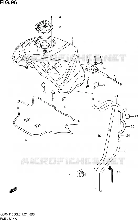 RESERVOIR D'ESSENCE (GSX-R1000UFL3 E21) Suzuki MOTO 1000 GSX-R 2013  GSX-R1000 L3 (E21)