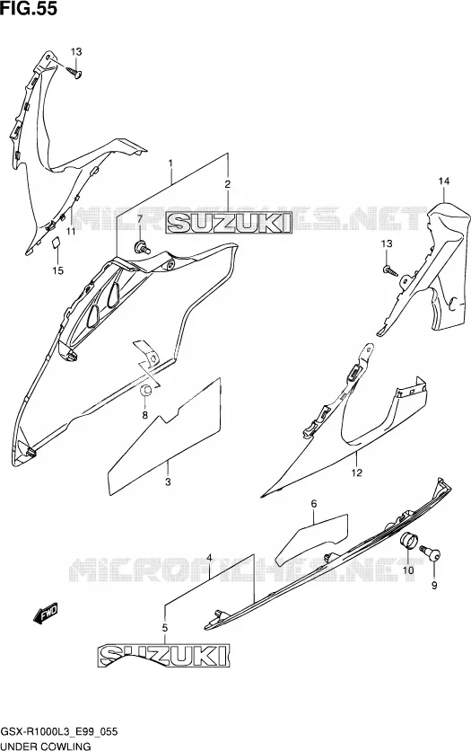CARENAGES INFERIEUR (FLANCS) Suzuki MOTO 1000 GSX-R 2013  GSX-R1000 L3 (E99)