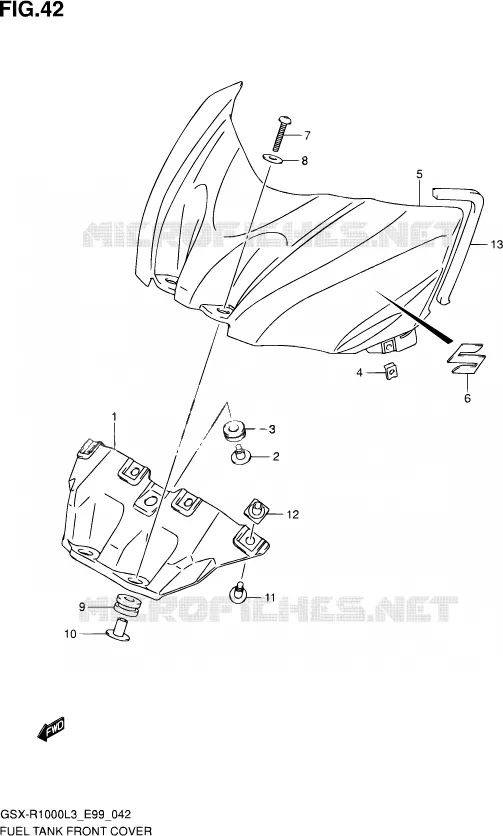 COUVRE RESERVOIR Suzuki MOTO 1000 GSX-R 2013  GSX-R1000 L3 (E99)