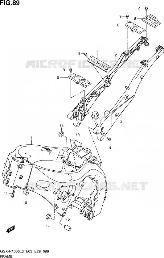 CADRE (GSX-R1000ZL3 E03) Suzuki MOTO 1000 GSX-R 2013  GSX-R1000 L3/GSX-R1000Z L3 (E03,E28,E33)