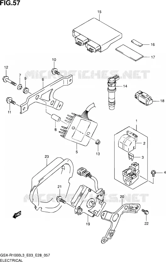 PARTIE ELECTRIQUE (GSX-R1000ZL3 E03) Suzuki MOTO 1000 GSX-R 2013  GSX-R1000 L3/GSX-R1000Z L3 (E03,E28,E33)