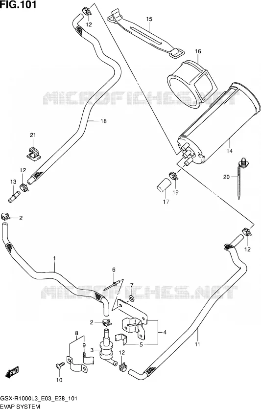 SYSTÈME DE RECYCLAGE VAPEURS CARBURANT (GSX-R1000ZL3 E33) Suzuki MOTO 1000 GSX-R 2013  GSX-R1000 L3/GSX-R1000Z L3 (E03,E28,E33)