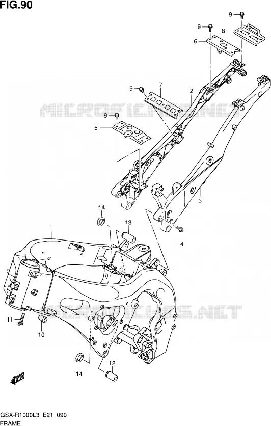 CADRE (GSX-R1000ZL3 E24) Suzuki MOTO 1000 GSX-R 2013  GSX-R1000 L3/GSX-R1000Z L3 (E24)