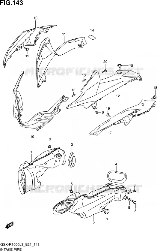 CONDUIT D'ADMISSION (GSX-R1000ZL3 E21) Suzuki MOTO 1000 GSX-R 2013  GSX-R1000 L3/GSX-R1000Z L3 (E24)