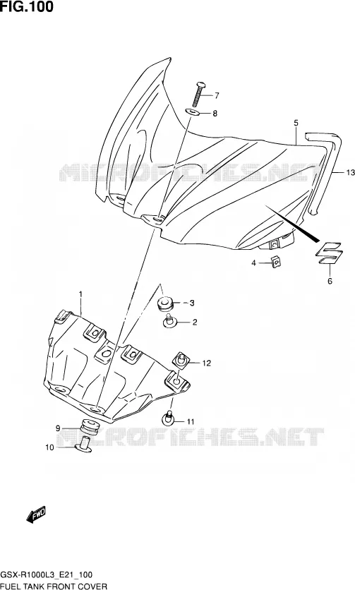 COUVRE RESERVOIR (GSX-R1000L3 E21) Suzuki MOTO 1000 GSX-R 2013  GSX-R1000 L3/GSX-R1000Z L3 (E24)