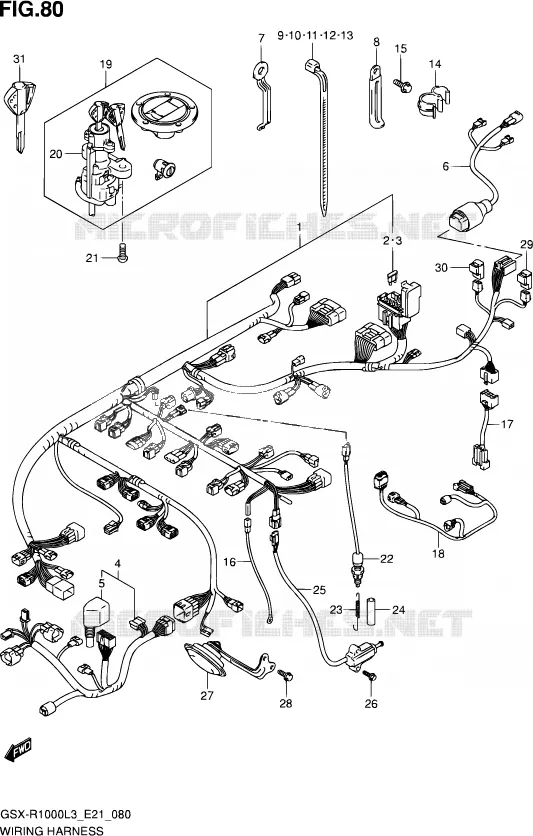 FAISCEAU ELECTRIQUE (GSX-R1000L3 E24) Suzuki MOTO 1000 GSX-R 2013  GSX-R1000 L3/GSX-R1000Z L3 (E24)