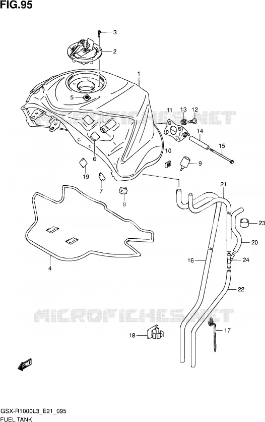 RESERVOIR D'ESSENCE (GSX-R1000L3 E24) Suzuki MOTO 1000 GSX-R 2013  GSX-R1000 L3/GSX-R1000Z L3 (E24)