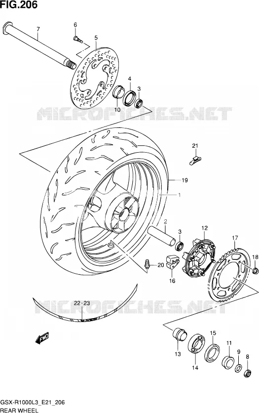 ROUE ARRIERE (GSX-R1000ZL3 E24) Suzuki MOTO 1000 GSX-R 2013  GSX-R1000 L3/GSX-R1000Z L3 (E24)