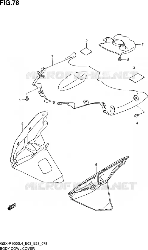 CARENAGES INTERIEURS Suzuki MOTO 1000 GSX-R 2014  GSX-R1000 L4  (E03,E28,E33)