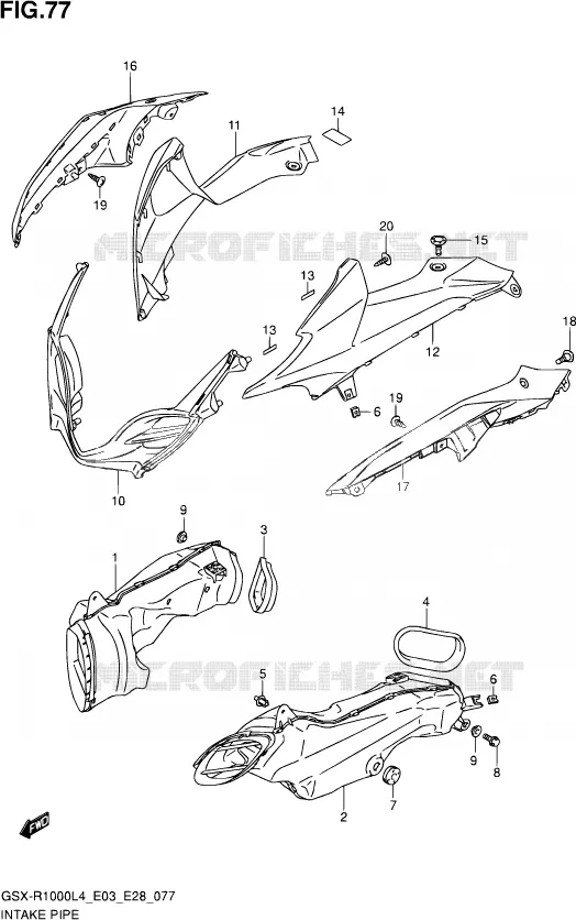 CONDUIT D'ADMISSION Suzuki MOTO 1000 GSX-R 2014  GSX-R1000 L4  (E03,E28,E33)