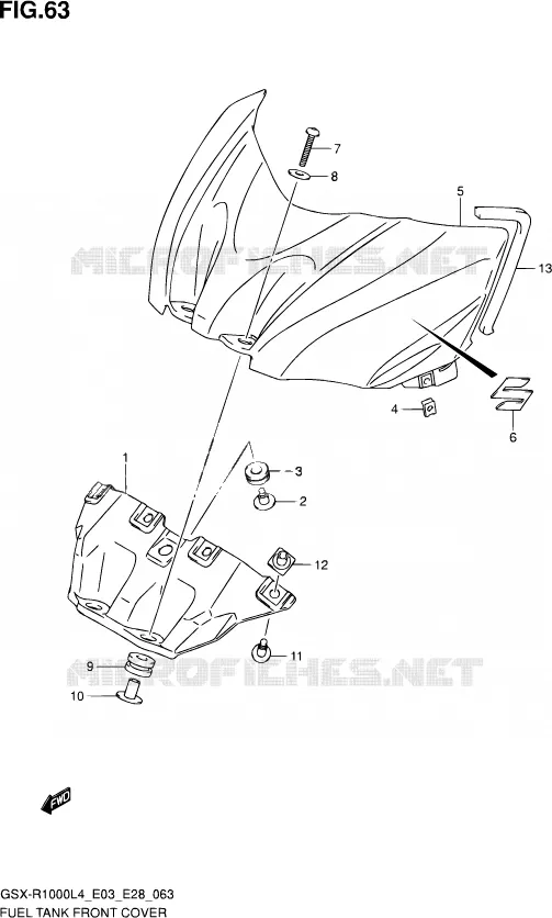 COUVRE RESERVOIR Suzuki MOTO 1000 GSX-R 2014  GSX-R1000 L4  (E03,E28,E33)