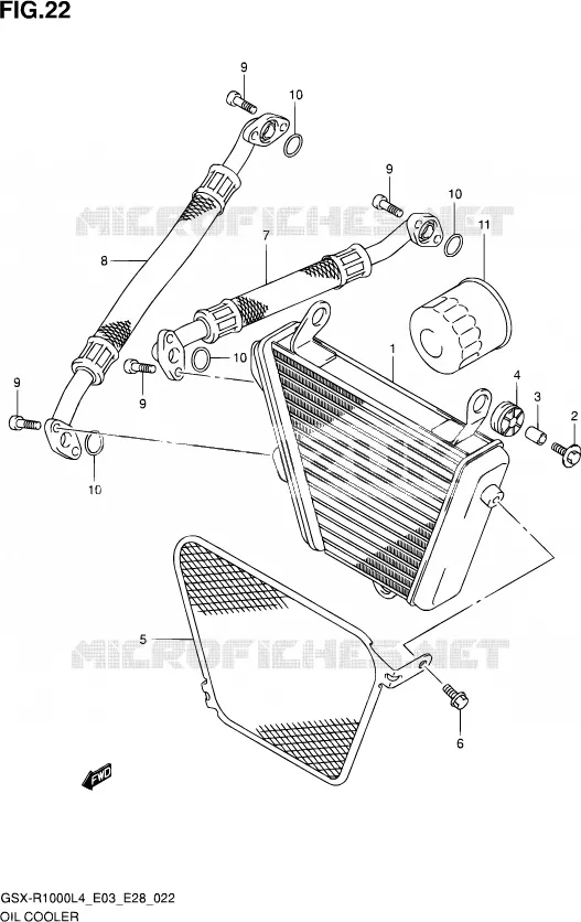 RADIATEUR D'HUILE Suzuki MOTO 1000 GSX-R 2014  GSX-R1000 L4  (E03,E28,E33)