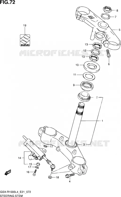 COLONNE DE DIRECTION (GSX-R1000FUL4 E21) Suzuki MOTO 1000 GSX-R 2014  GSX-R1000 L4  (E21)