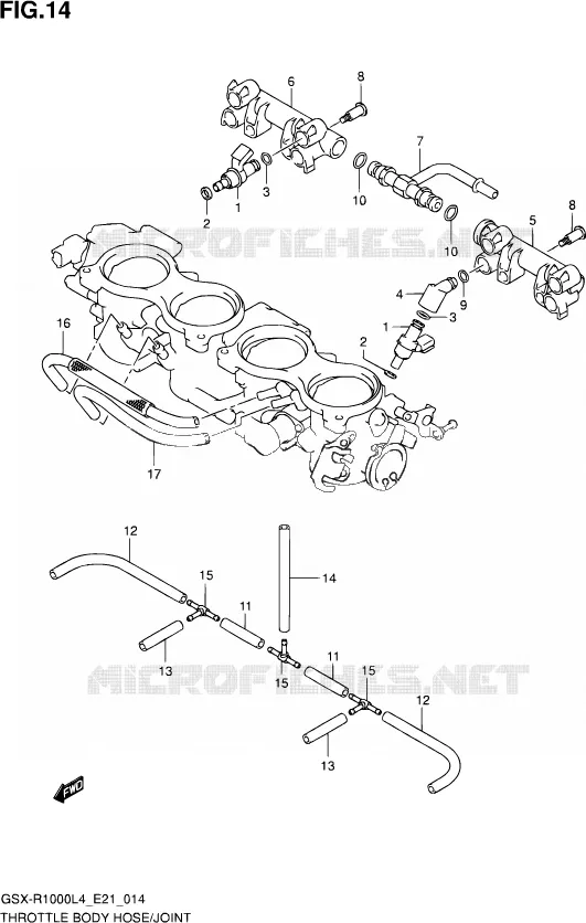 SYSTÈME D'INJECTION (GSX-R1000L4 E21) Suzuki MOTO 1000 GSX-R 2014  GSX-R1000 L4  (E21)
