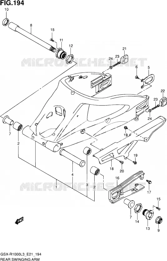 BRAS OSCILLANT ARRIERE (GSX-R1000ZL3 E24) Suzuki MOTO 1000 GSX-R 2013  GSX-R1000UF L3 (E21)