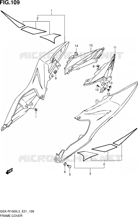 CARENAGES ARRIERE (GSX-R1000L3 E21) Suzuki MOTO 1000 GSX-R 2013  GSX-R1000UF L3 (E21)