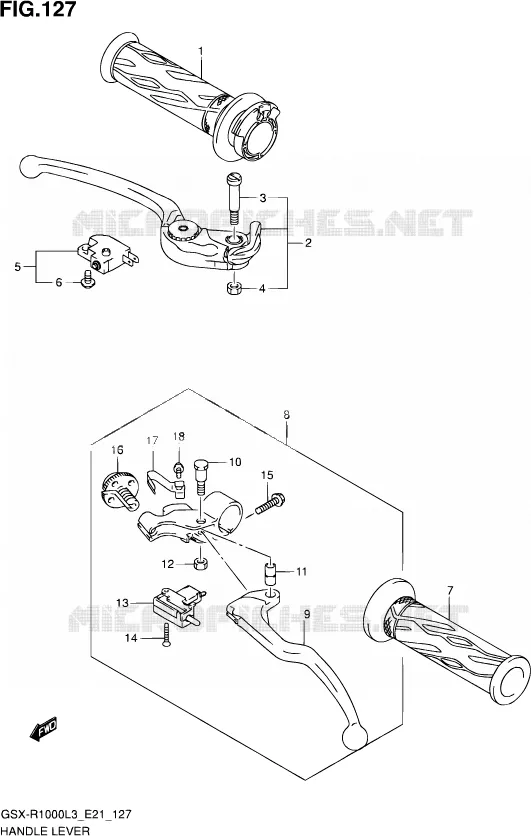 ENSEMBLE LEVIERS - POIGNEES Suzuki MOTO 1000 GSX-R 2012  GSX-R1000UF L3 (E21)