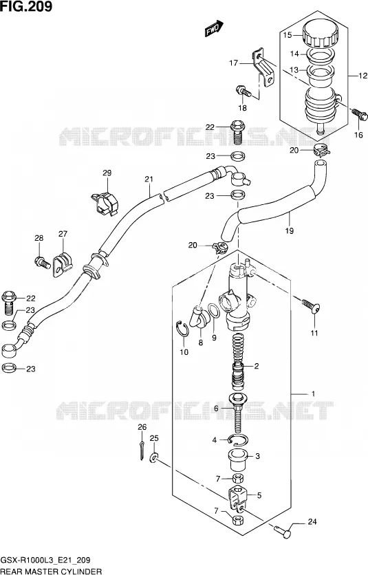 MAITRE CYLINDRE ARRIERE Suzuki MOTO 1000 GSX-R 2012  GSX-R1000UF L3 (E21)
