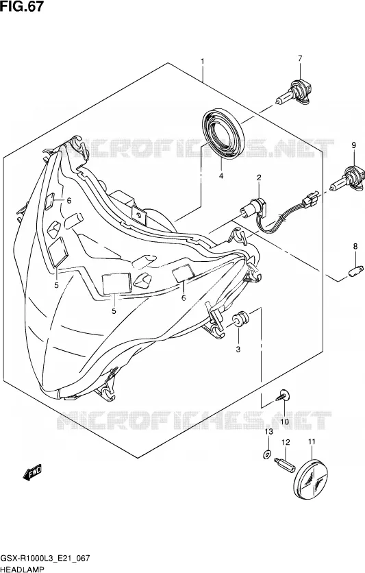 PHARE (GSX-R1000L3 E24) Suzuki MOTO 1000 GSX-R 2012  GSX-R1000UF L3 (E21)