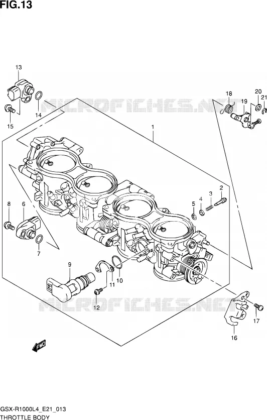 CORPS DE PAPILLON (GSX-R1000UFL4 E21) Suzuki MOTO 1000 GSX-R 2015  GSX-R1000UF L4 (E21)