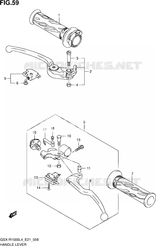 ENSEMBLE LEVIERS - POIGNEES Suzuki MOTO 1000 GSX-R 2015  GSX-R1000UF L4 (E21)