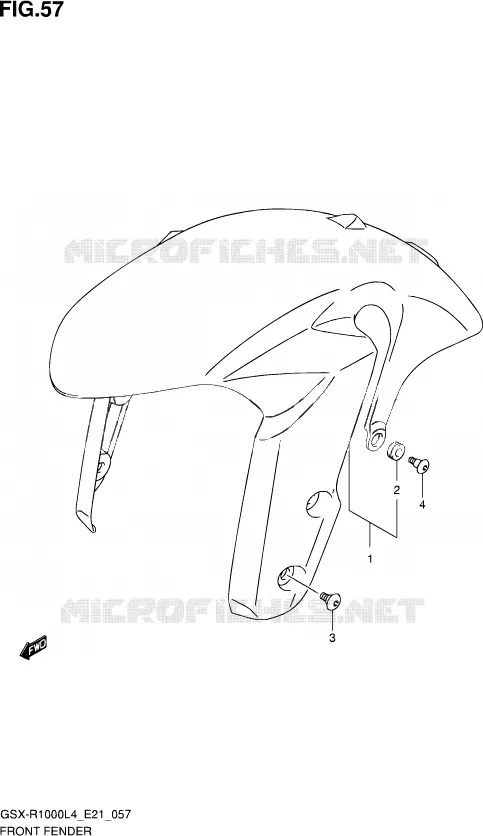 GARDE BOUE AVANT (GSX-R1000UFL4 E21) Suzuki MOTO 1000 GSX-R 2015  GSX-R1000UF L4 (E21)
