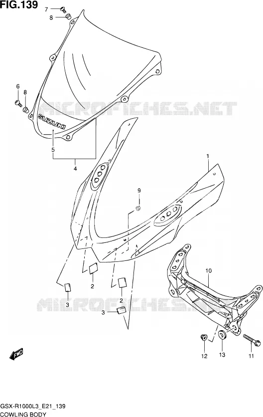 CARENAGES - ETIQUETTES (GSX-R1000ZUFL3 E21) Suzuki MOTO 1000 GSX-R 2013  GSX-R1000Z L3 (E21)