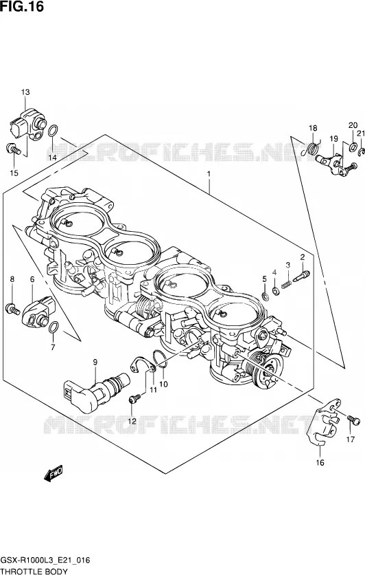 CORPS DE PAPILLON (GSX-R1000ZL3 E24) Suzuki MOTO 1000 GSX-R 2013  GSX-R1000Z L3 (E21)
