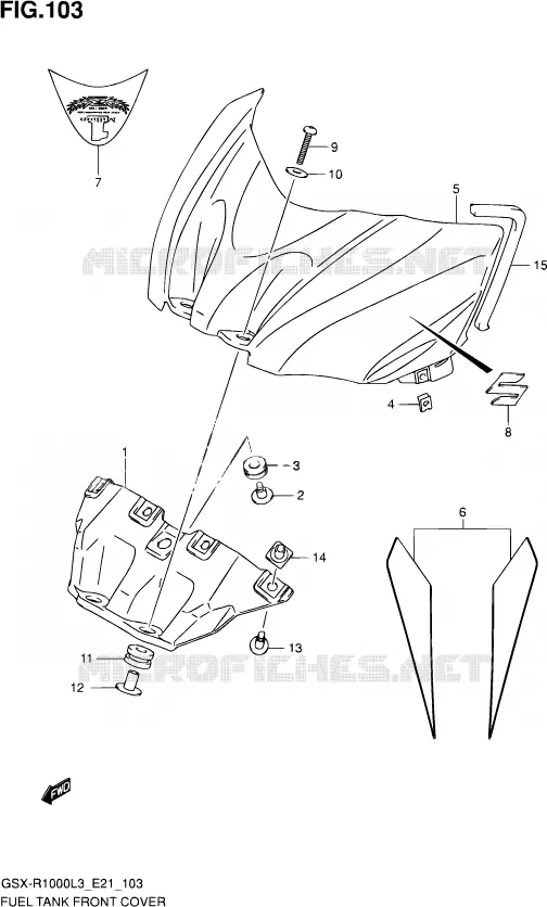 COUVRE RESERVOIR (GSX-R1000ZL3 E21) Suzuki MOTO 1000 GSX-R 2013  GSX-R1000Z L3 (E21)