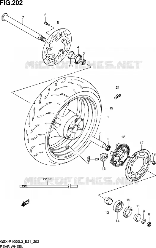 ROUE ARRIERE (GSX-R1000L3 E21) Suzuki MOTO 1000 GSX-R 2013  GSX-R1000Z L3 (E21)