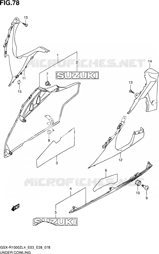 CARENAGES INFERIEUR (FLANCS) Suzuki MOTO 1000 GSX-R 2014  GSX-R1000Z L4 (E03,E28)